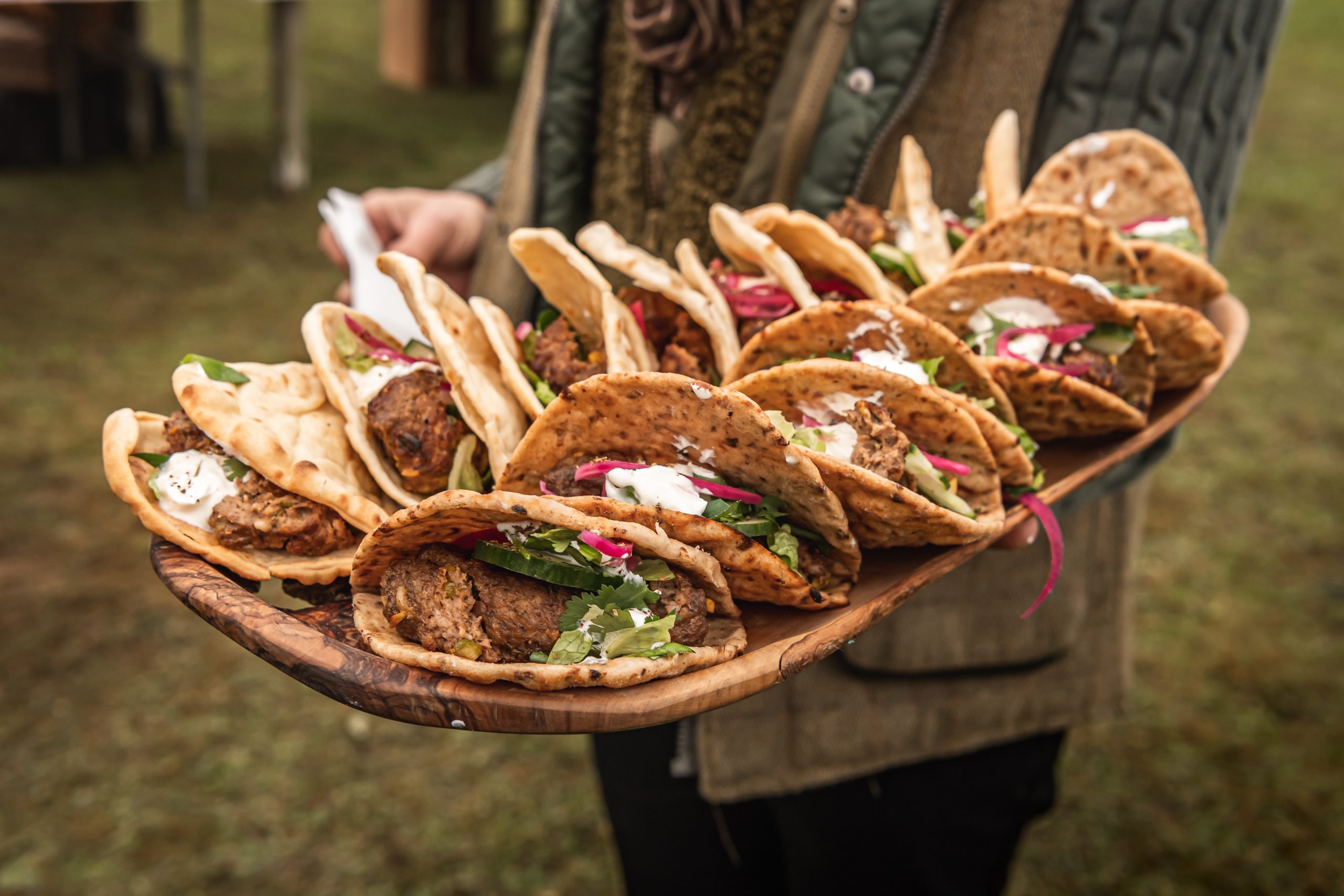 A tray of game tacos