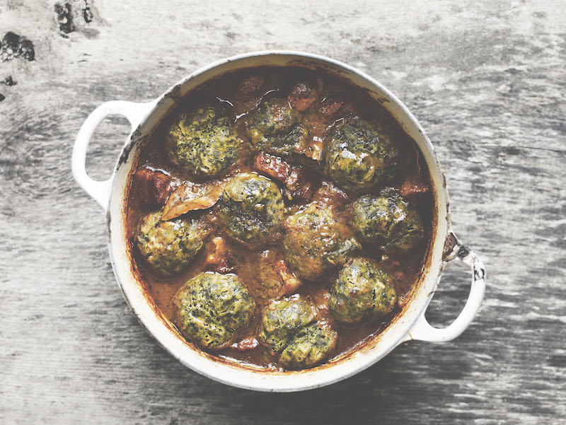 VENISON STEW WITH NETTLE DUMPLINGS