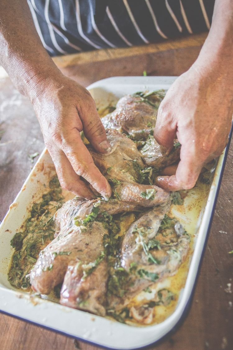 handling chicken 